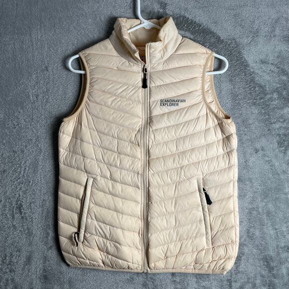 Scandinavian Explorer Women's Ultra Light Down Feather Vest Cream Medium - Picture 1 of 6
